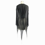 Ca008 Black Women Punk Hooded Mesh Bat Shawl