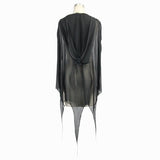 Ca008 Black Women Punk Hooded Mesh Bat Shawl