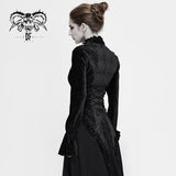 Gothic Stand Collar Crimped V Neck Sexy Ladies Velvet Shirt With Dovetail