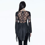 Club Short Front And Long Back Sexy Ladies Flared Sleeves Lace Up T Shirt With Peplum