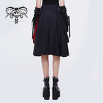 Daily Life Young Girls Fake 2 Pieces Black And Red Scottish Plaid Overskirt With Adjust Loops