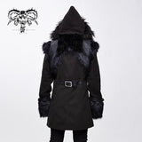 Winter Men Cape Collar Punk Long Coat With Fur