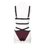 Sst008 Burgundy Gothic Lace Swimsuit Set