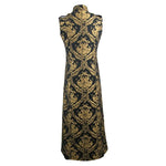 Black And Gold Court Floral Gothic Men Long Waistcoat
