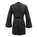 Gothic Patterned Wide Sleeves Men Darkness Grain Fitted Leather Coat