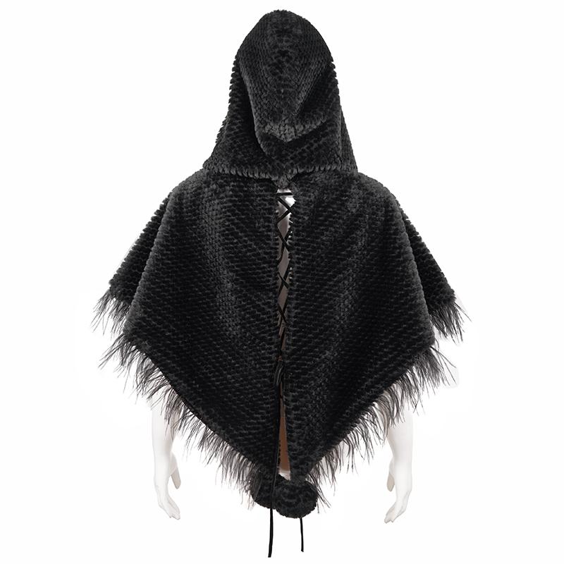 'Void' Gothic Plush Cloak Lined With Fur