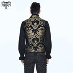 Gothic Fancy Costume Western Style Black And Gold Palace Big Flower Men Short Vest