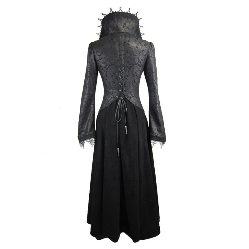 Black Floral Dark Pattern Embroidered Women Dress Coat