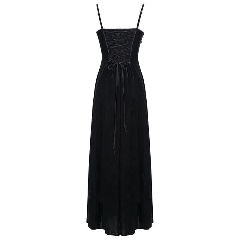 Eskt032 Burgundy Gothic Sling Dress