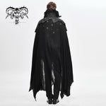 Gothic Noble Count Darkness High Neck Cotton And Linen Tattered Cloak