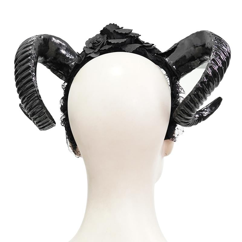 Eas010 Gothic Horns Rose Headband