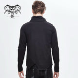 Korean Style Asymmetric Cross Shaped Black High Collar Punk Men Shirts