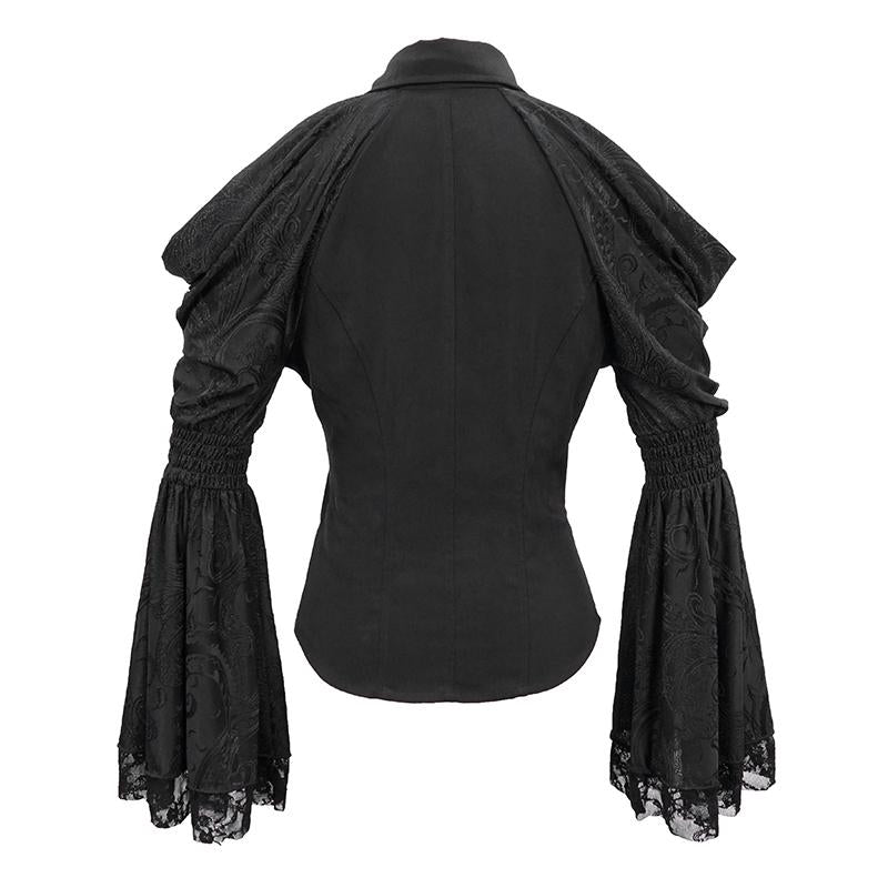 Daily Fancy Costume Sexy Ladies Gothic Off The Shoulder Flare Sleeves V Neck Shirts