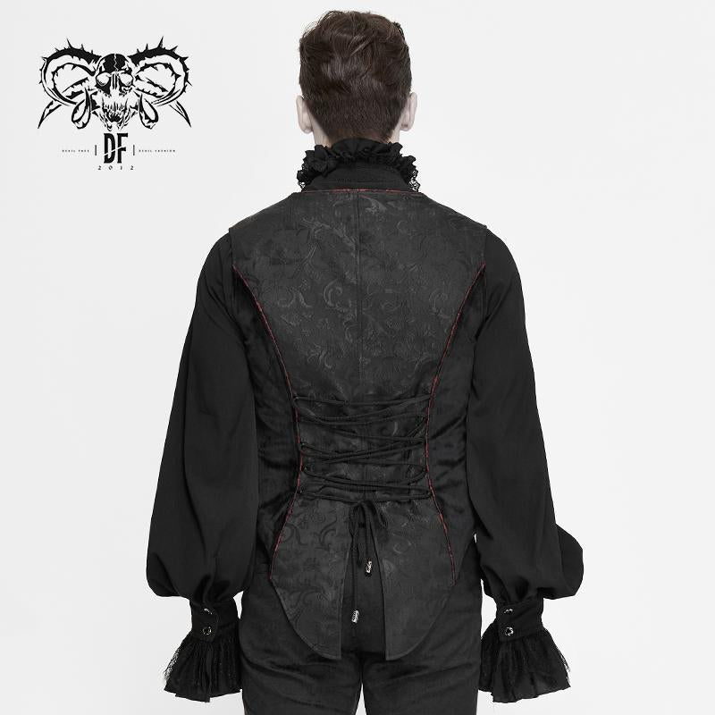 Dark Fringe Chinese Frog Buttons Contrast Color Gothic Men Short Waistcoats