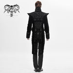 Gothic Palace Chinese Frog Floral Men Velvet Coat With Slit