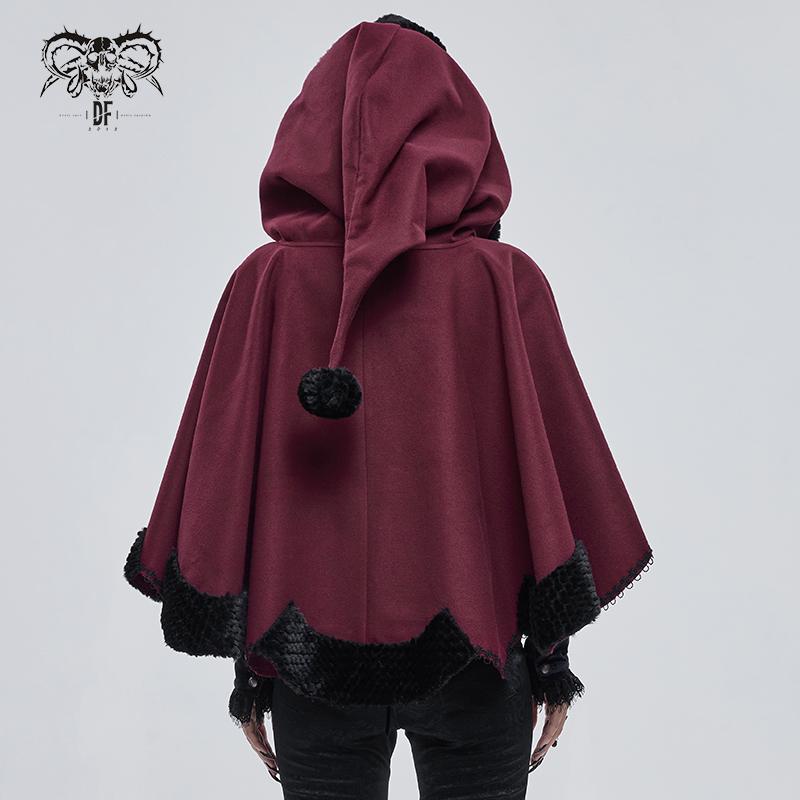 'Hollow Man' Gothic Cape With A Hood (Red)
