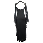 Gothic Purple Positioning Flower Elegant Women Lace Flared Long Sleeves Dress