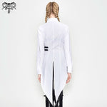 Everyday Asymmetric White Punk Women Cotton Long Blouse With Dovetail