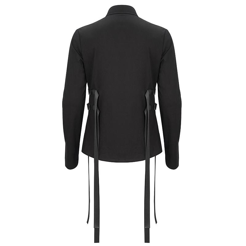 'Thisbe' Punk Long Sleeve Shirt With Nylon Straps (Charcoal)