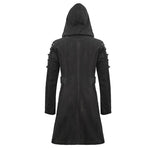 Hand Painted Faded Steampunk Denim Tattered Hooded Coat For Men