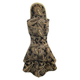 Apricot Paisley Printing Bare Breast Elegant Women Lace Up Gothic Waistcoat