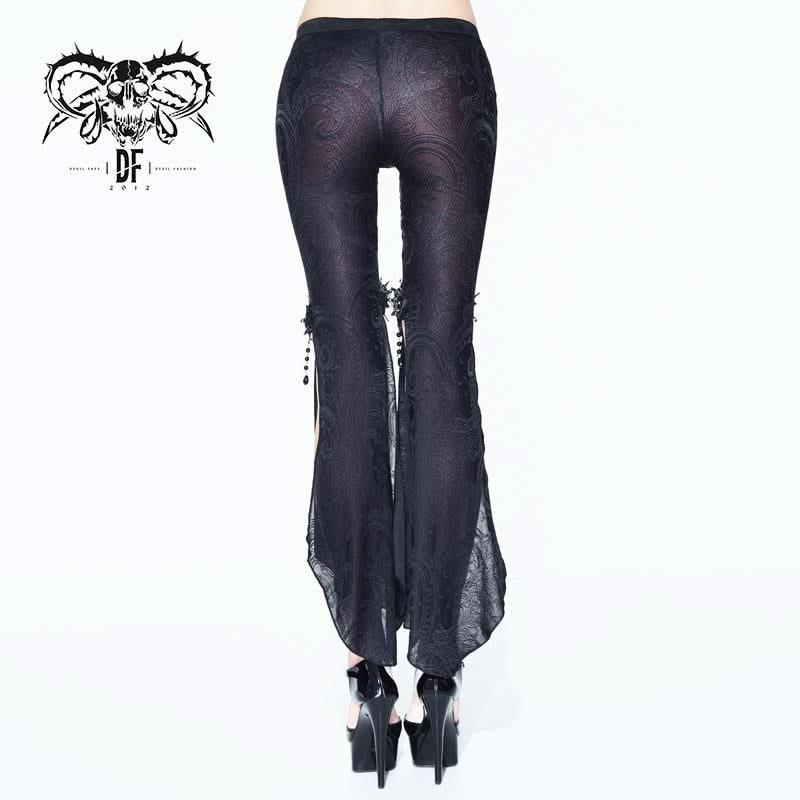 Summer Daily Wearing Paisley Dark Fringe Sexy Women Ninth Bell Bottoms Pants