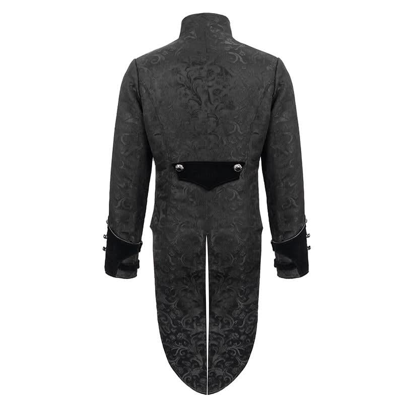 Bird Shaped Patchwork Black Zipper Up Gothic Men Jacket