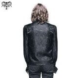 Paisley Jacquard Shining Black Rose Lace Cuff Gothic Men Shirts With Bow Tie