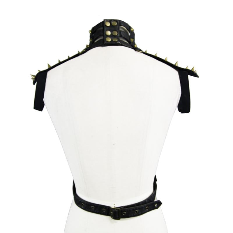 Women Spiked Accessories Punk Body Harness With Hollow Out Neckline