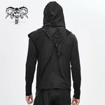Devil Fashion Designer Asymmetric Tatters Worn Out Hooded Winter Shirts