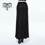 Stretchy Gothic Pattern Cross Shaped Mesh Splicing Sexy Ladies Velvet Long Half Skirt