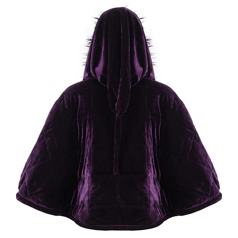 'Sweet Oblivion' Gothic Cape With Fur Lined Hood (Purple)