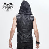 Devil Fashion Biker Punk Rock Metallic Hooded Tattered Knit Men Top