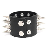 Punk Unisex Heavy Metal Wide Multi Row Spiked Leather Bracelet