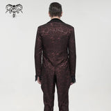 'Dream Snatcher' Gothic Patterned Swallowtail Coat (Crimson)