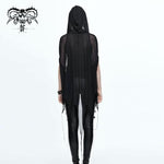 Ca008 Black Women Punk Hooded Mesh Bat Shawl