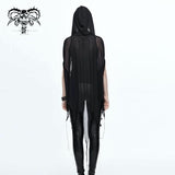 Ca008 Black Women Punk Hooded Mesh Bat Shawl