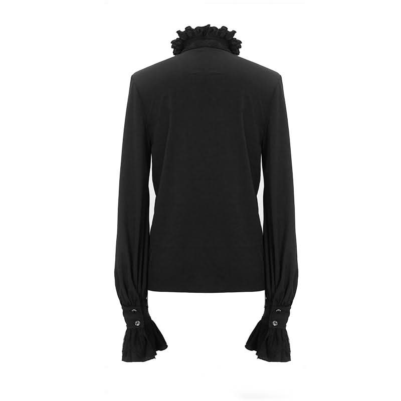 Everyday Summer Gothic Embroidered Long Sleeves Chiffon Men Shirts With Necktie