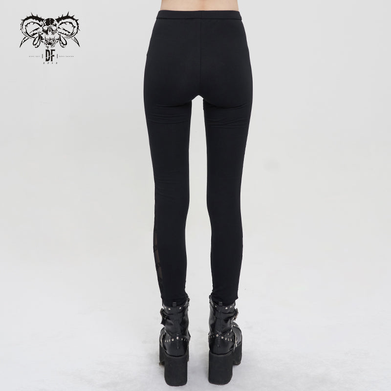 'Across The Ocean' Gothic Printed Leggings With Chain