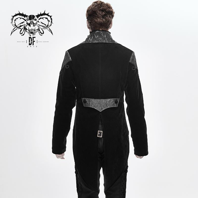 Men Black Fake Two Pieces Embroidered Jackets