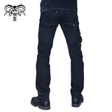 Devil Fashion Punk Rock Zipper Black Men Trousers With Chains