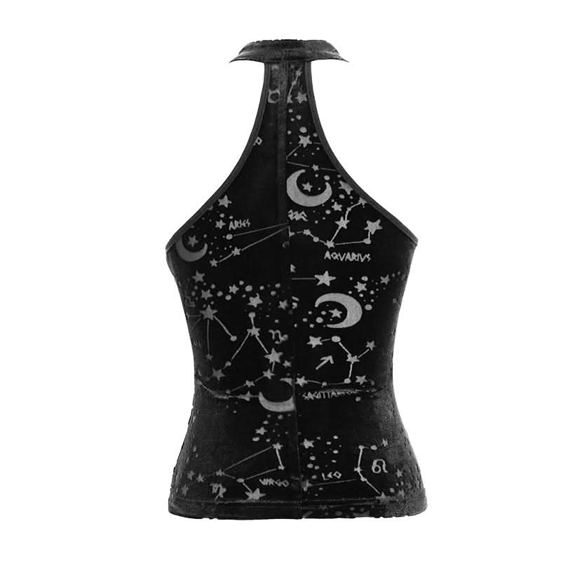 Stars And Moon Printing Daily Life Dense Velvet Sexy Ladies Vests
