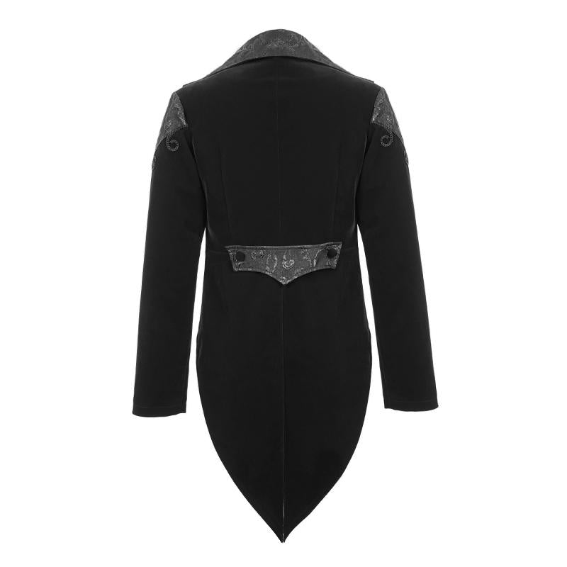 Men Black Fake Two Pieces Embroidered Jackets