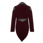 Vintage Hook Clasp Men Wine Gothic Embroidered Fake Two Pieces Dress Jacket