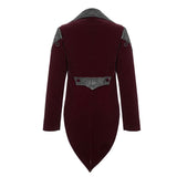 Vintage Hook Clasp Men Wine Gothic Embroidered Fake Two Pieces Dress Jacket