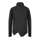 Korean Style Asymmetric Cross Shaped Black High Collar Punk Men Shirts