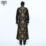 Black And Gold Court Floral Gothic Men Long Waistcoat