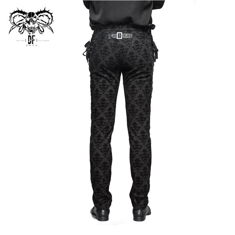 Party Wearing Court Flocking Gothic Patterned Men Trousers
