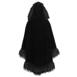 Gothic Velvet Long Fur Hooded Cloak