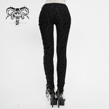 Gothic Flocking Patterned Laced Up Asymmetrical Side Women Pants